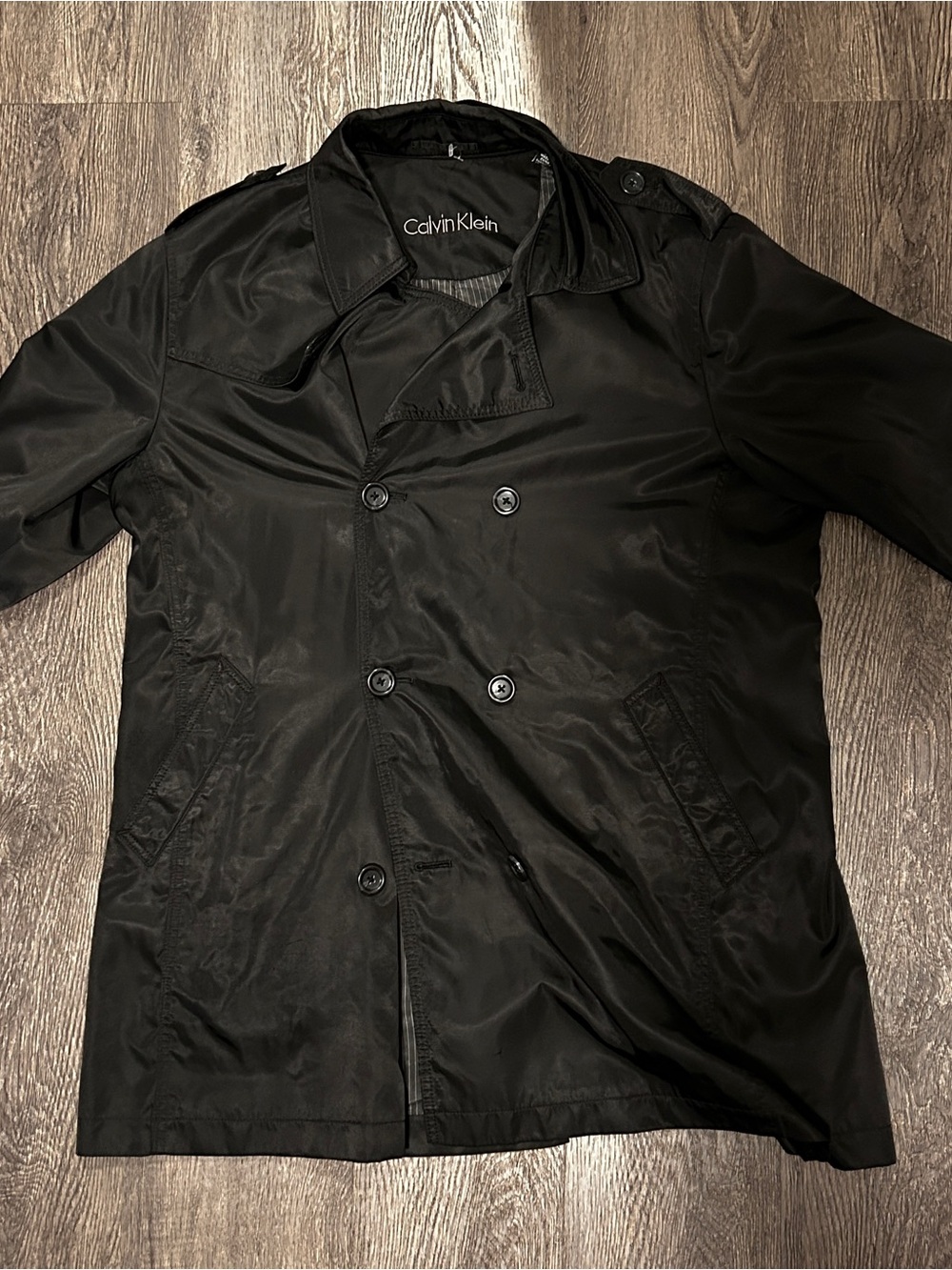 Calvin Klein Black Double-Breasted Trench Coat